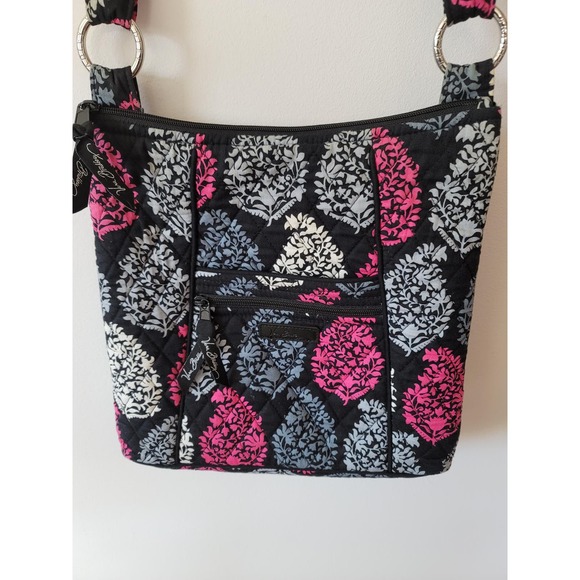 Vera Bradley Hipster Purse Gray Black and Pink - Picture 2 of 5